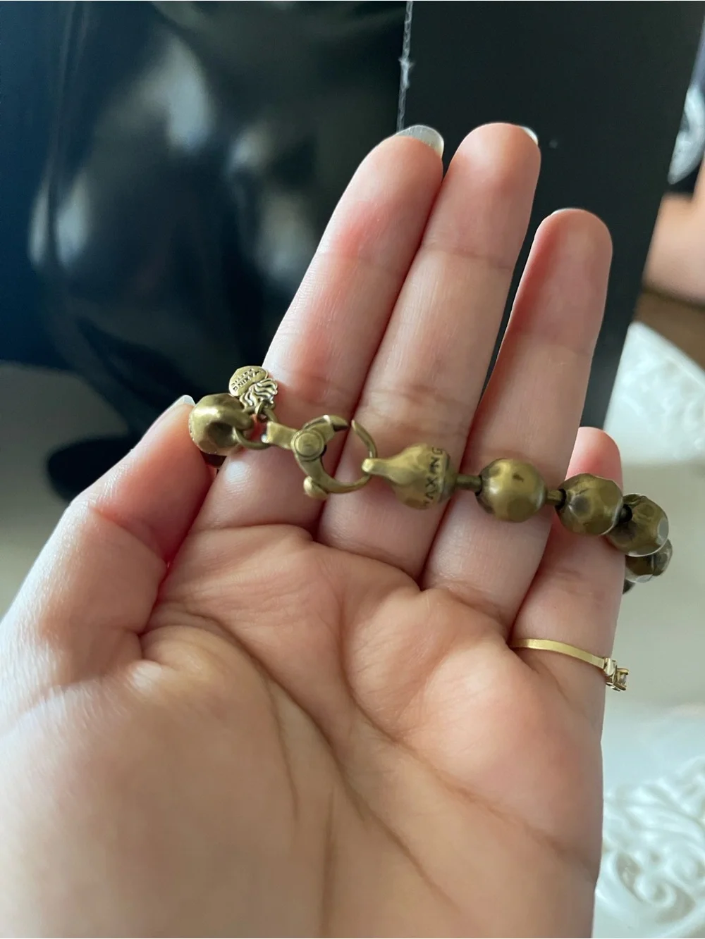 Vintage waxing poetic metal brass bracelet